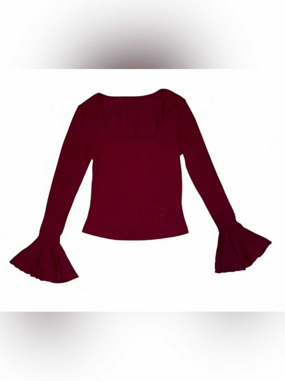 Women’s Burgundy Bell Sleeve Top – Size Medium
